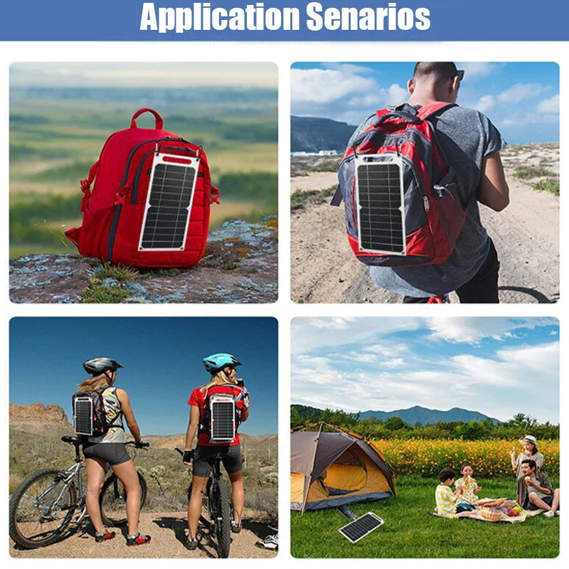 Solar Panel 30W USB Type-C Waterproof Outdoor Hiking Camping Portable Battery Mobile Phone Charging Bank Charging Panel 6.8V